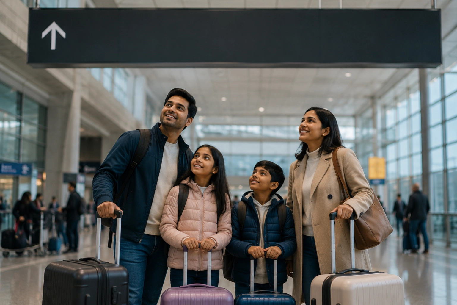 Traveller arriving at the airport terminal in Canada